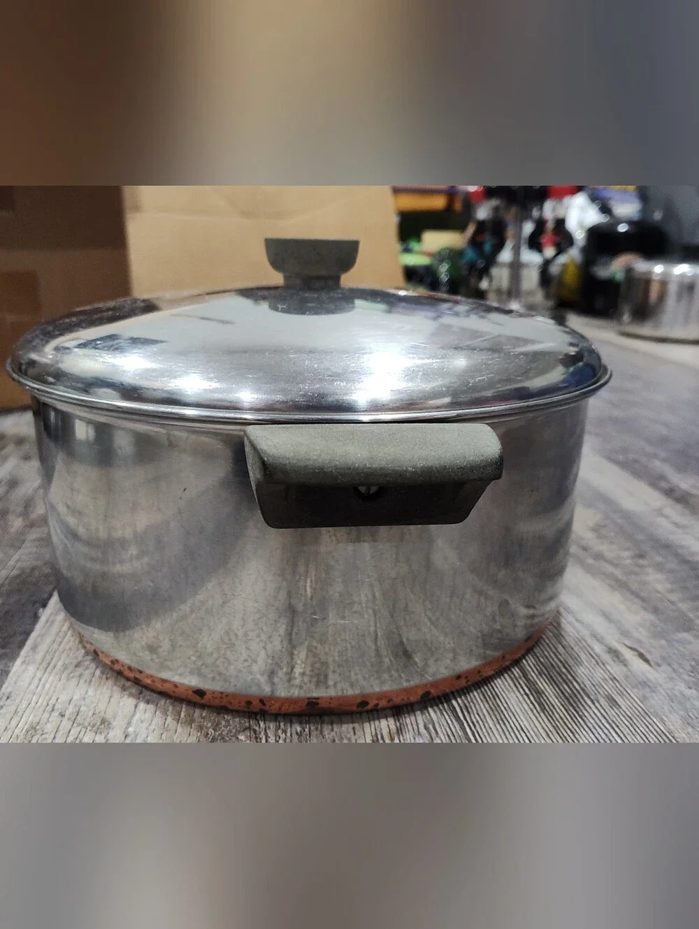 Vintage Revere Copper Maid Pot With Domed Lid, 6-Qt Stock Pot, Stainless Steel